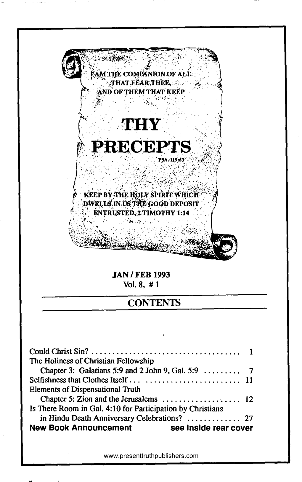 Thy Precepts Vol 8 # 1, Jan/Feb 1993