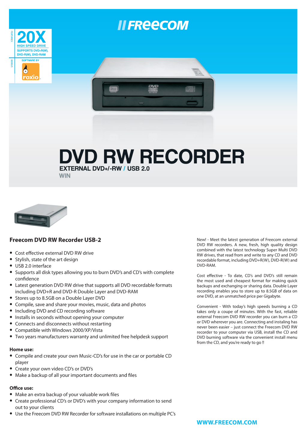 Dvd Rw Recorder EXTERNAL DVD+/-RW / USB 2.0 WIN