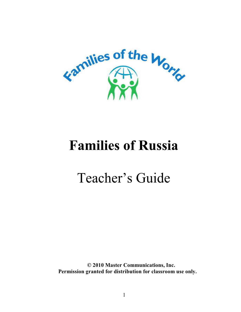 Families of Russia Teacher's Guide