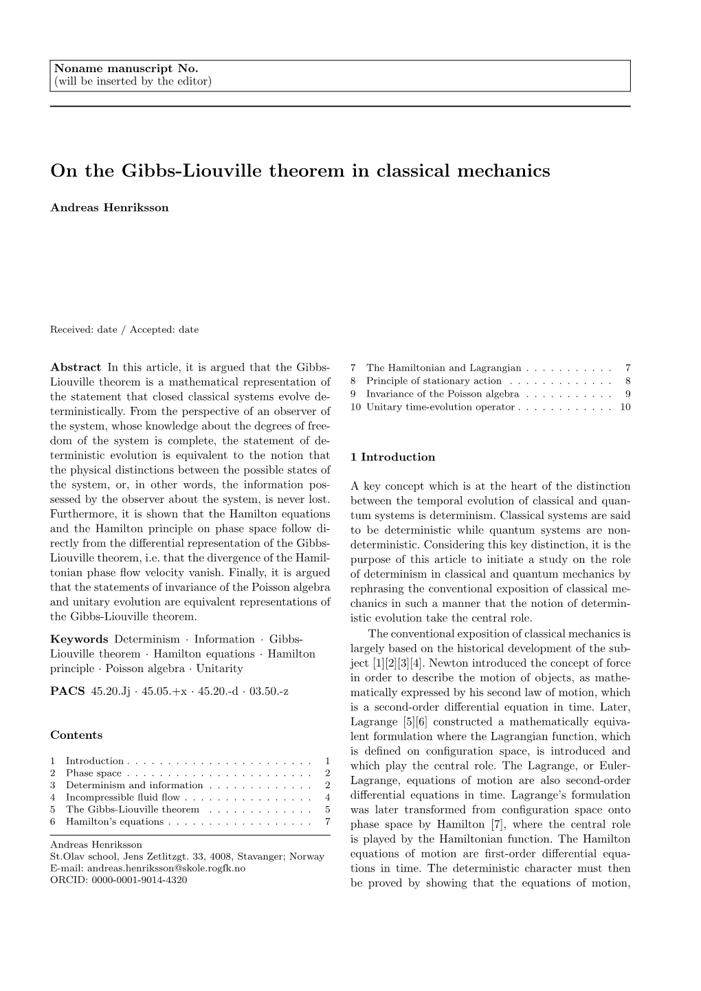 On the Gibbs-Liouville Theorem in Classical Mechanics