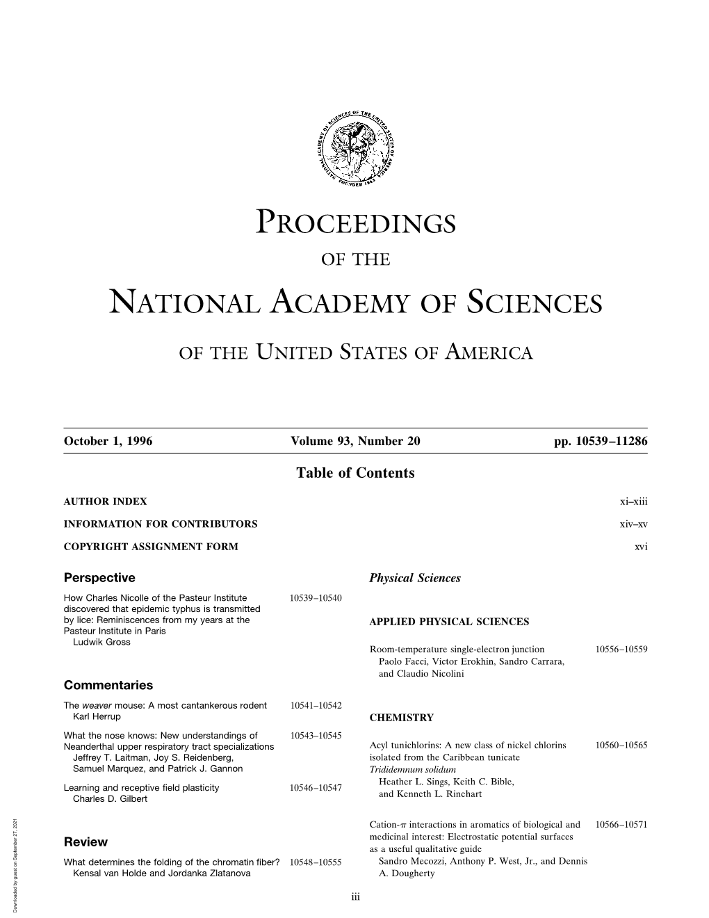 Proceedings National Academy of Sciences