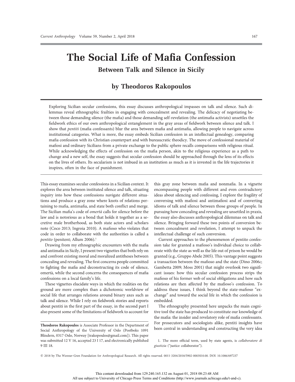 The Social Life of Mafia Confession