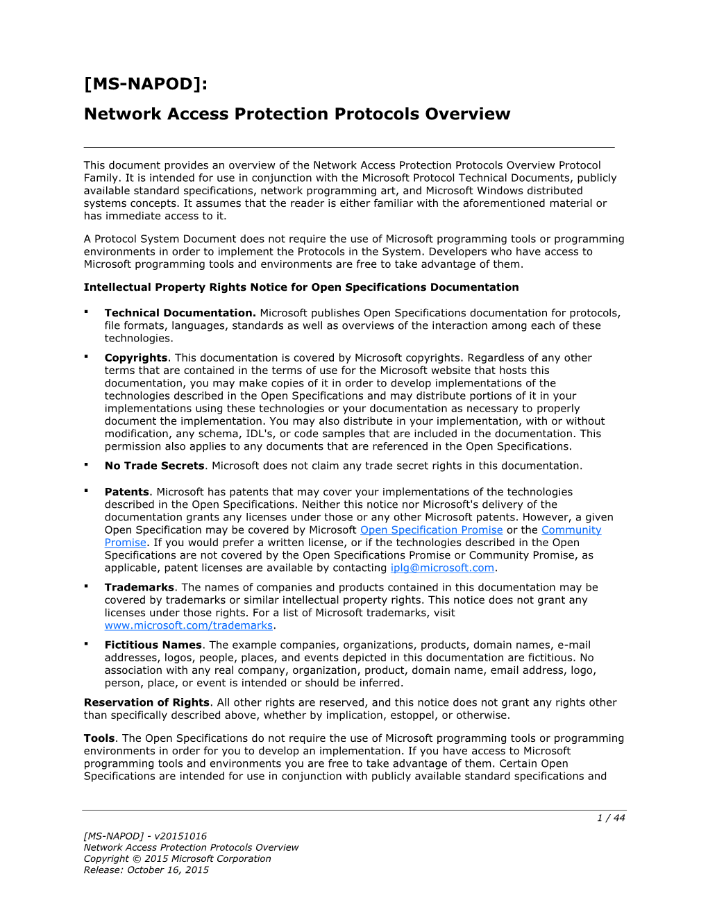 [MS-NAPOD]: Network Access Protection Protocols Overview