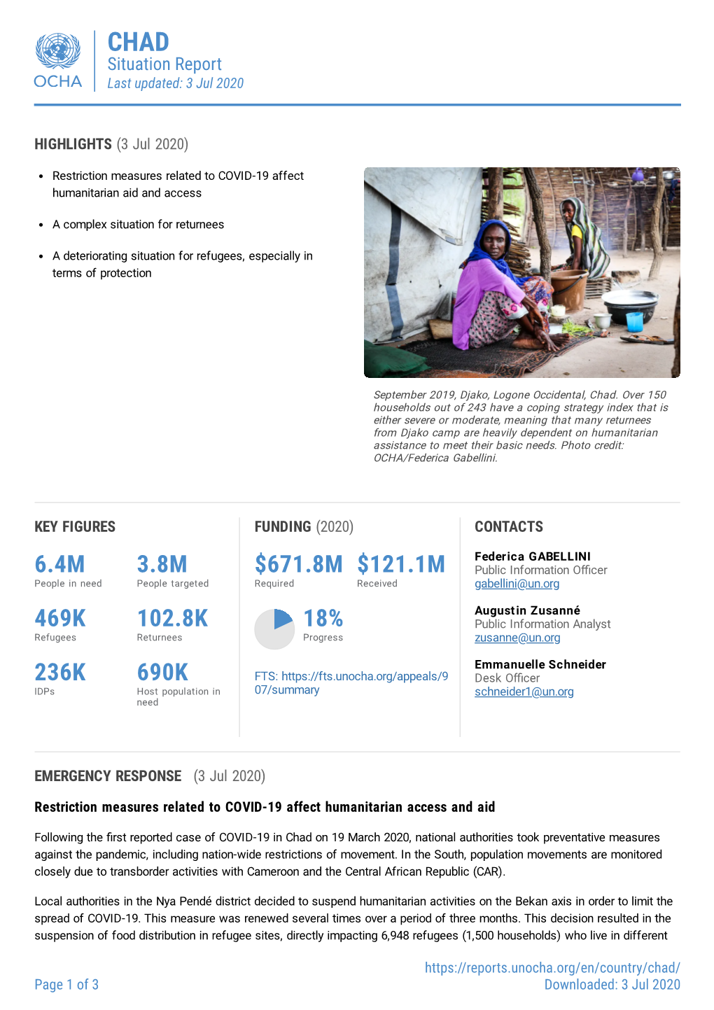 CHAD Situation Report Last Updated: 3 Jul 2020