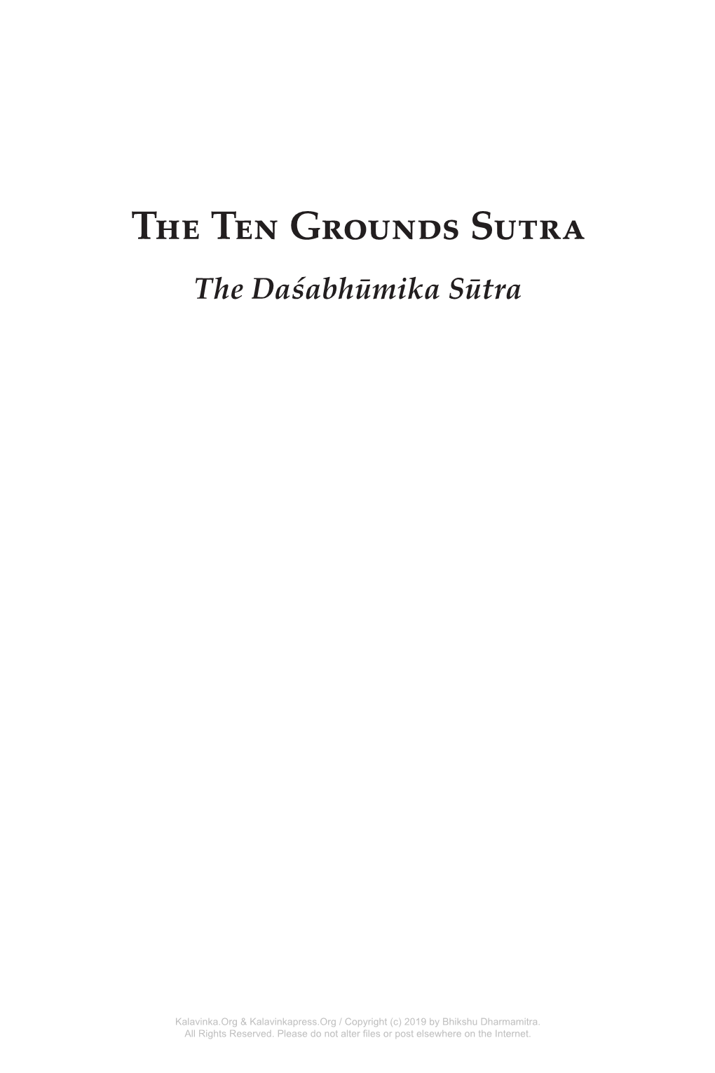 The Ten Grounds Sutra the Daśabhūmika Sūtra