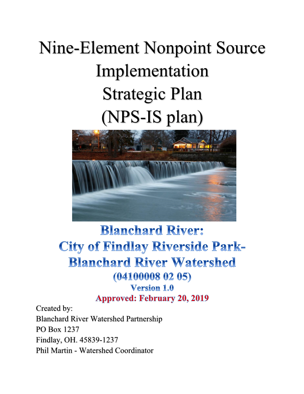 City of Findlay Riverside Park- Blanchard River HUC-12
