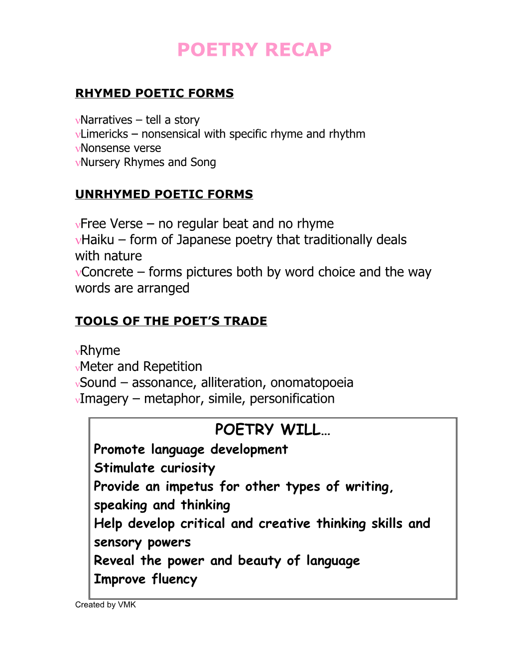 Poetry Cheat Sheet