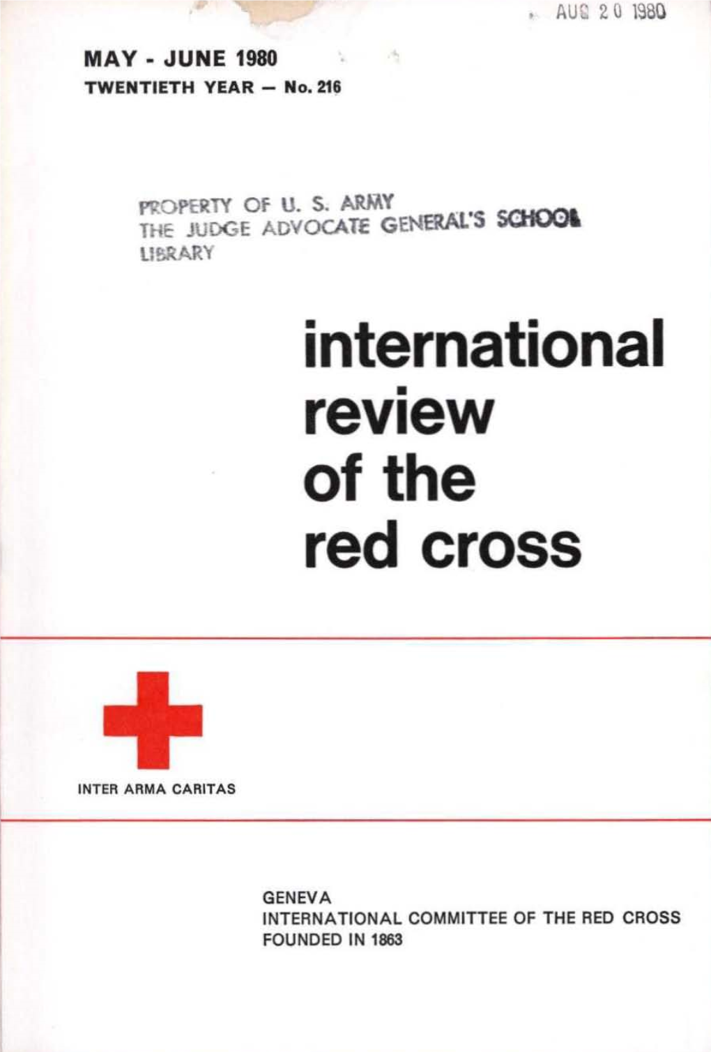 International Review of the Red Cross, May-June 1980, Twentieth