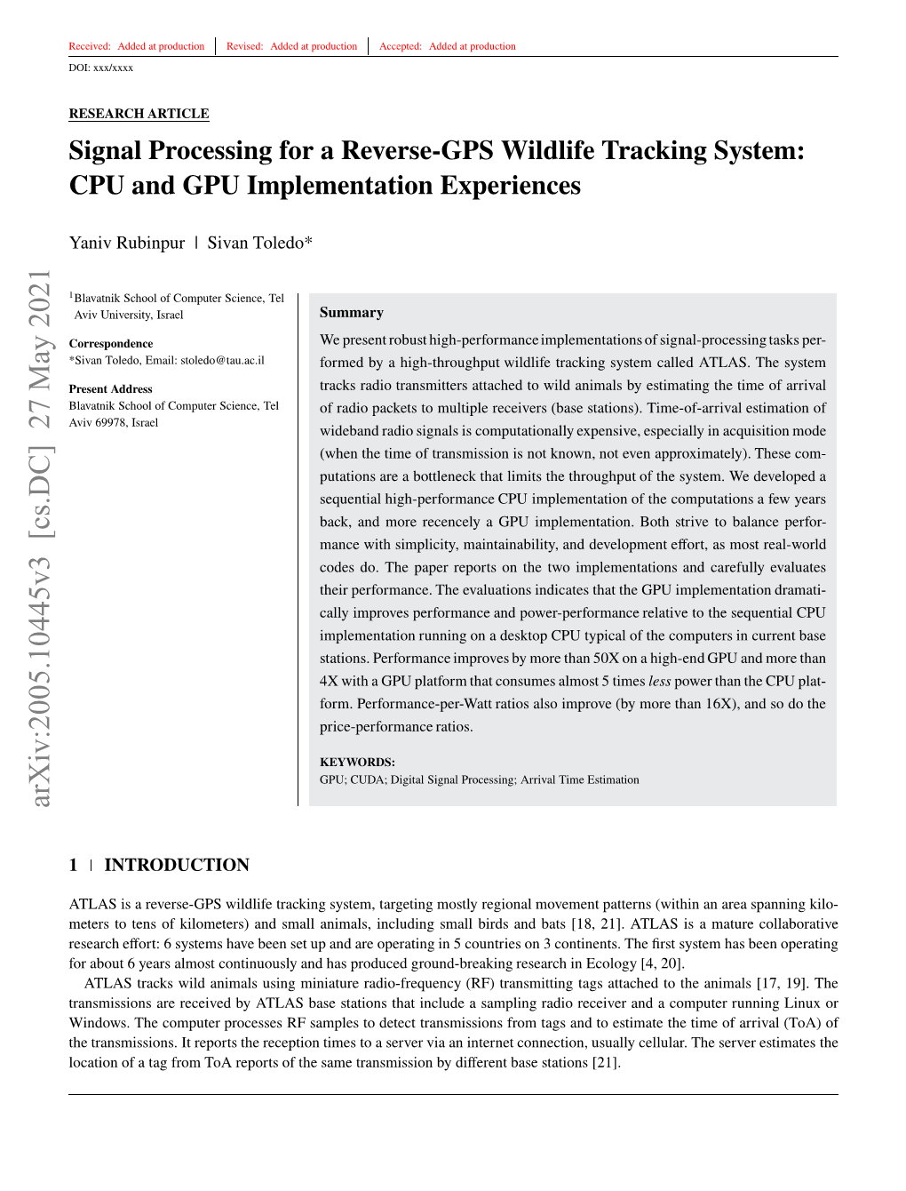 Arxiv:2005.10445V3 [Cs.DC] 27 May 2021