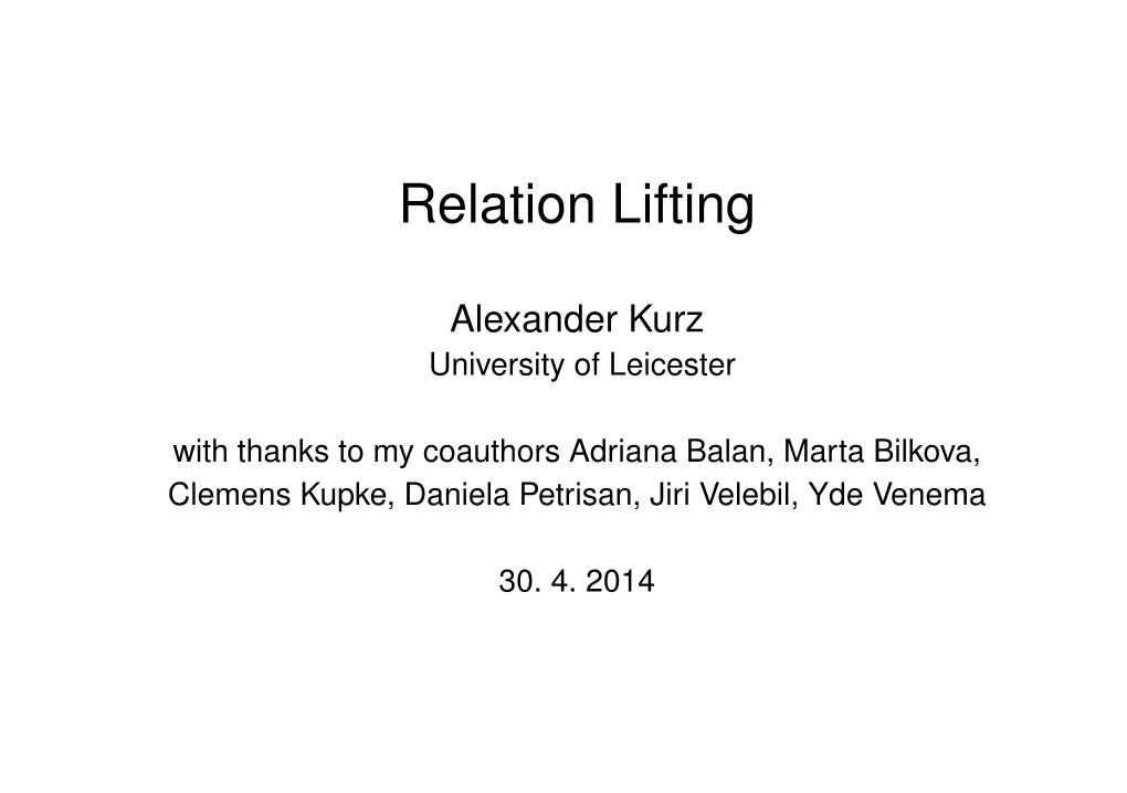 Relation Lifting