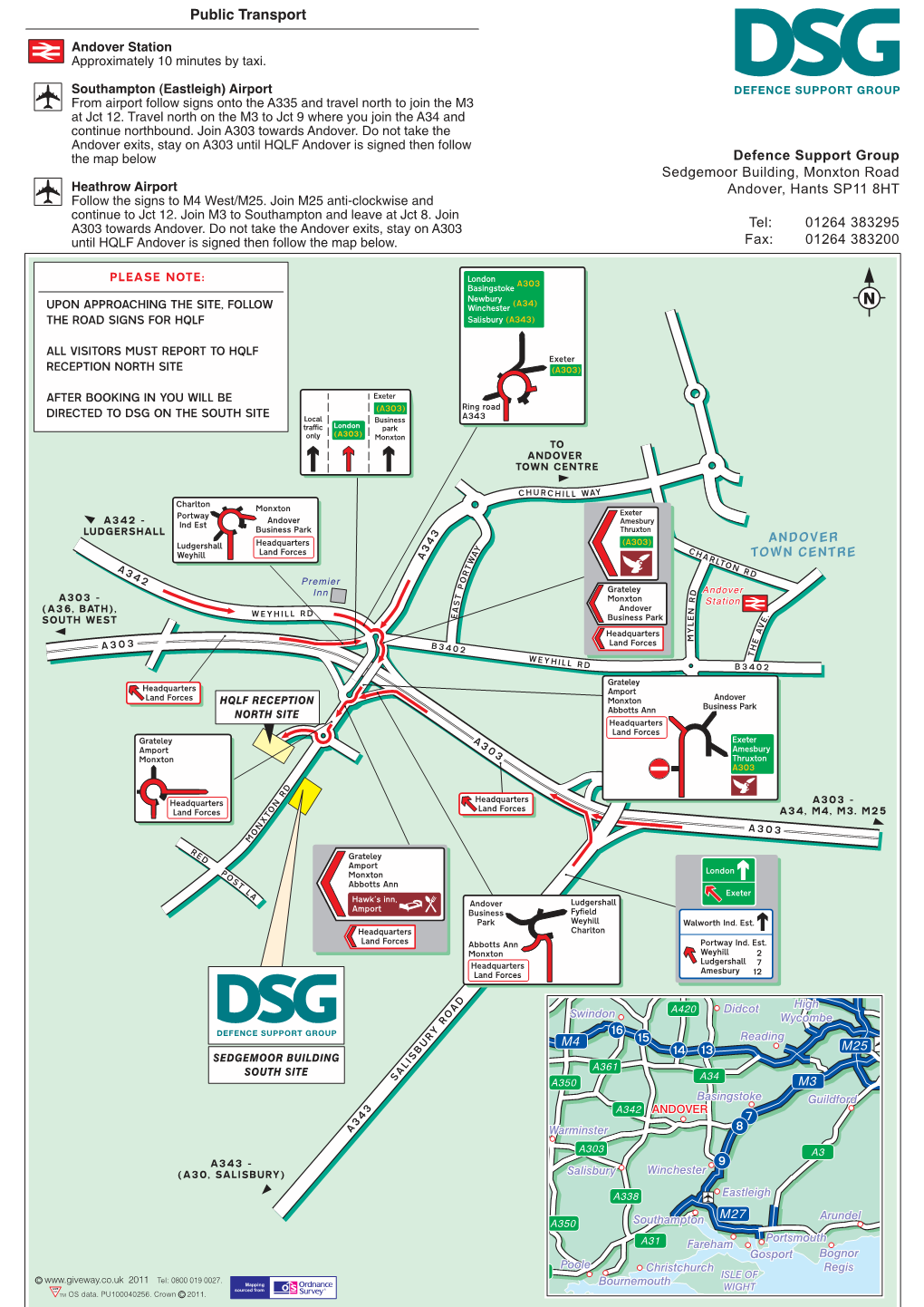 DSG on the SOUTH SITE (A303) Local Business A343 Traffic London Park Only (A303) Monxton to ANDOVER TOWN CENTRE