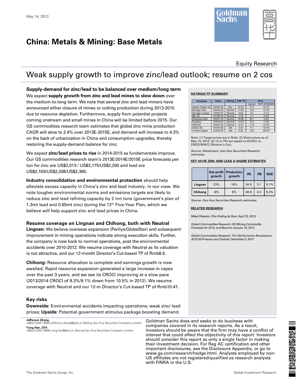 Weak Supply Growth to Improve Zinc/Lead Outlook; Resume on 2 Cos