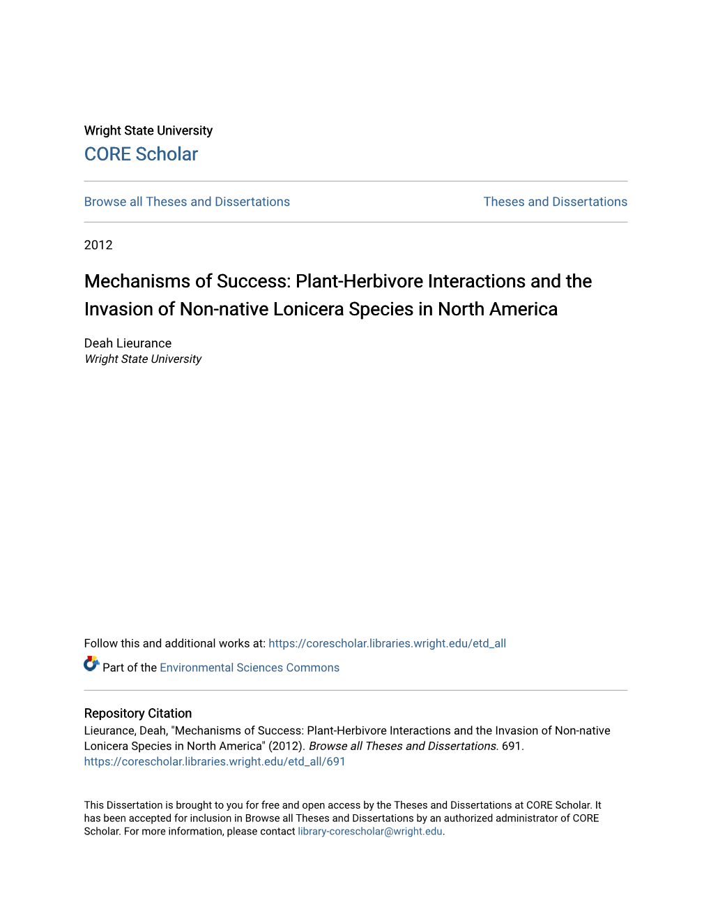 Plant-Herbivore Interactions and the Invasion of Non-Native Lonicera Species in North America