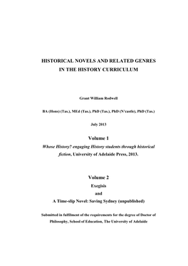 Historical Novels and Related Genres in the History Curriculum