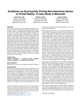 Guidelines on Successfully Porting Non-Immersive Games to Virtual