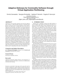 Adaptive Defenses for Commodity Software Through Virtual Application Partitioning
