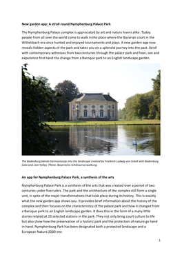 New Garden App: a Stroll Round Nymphenburg Palace Park