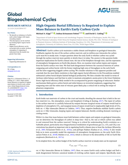 High Organic Burial Efficiency Is Required to Explain Mass Balance in Earth's Early Carbon Cycle