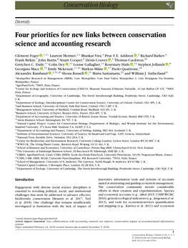 Four Priorities for New Links Between Conservation Science and Accounting Research