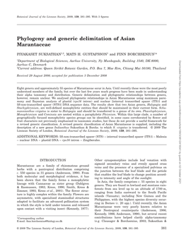 Phylogeny and Generic Delimitation of Asian Marantaceae