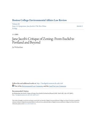 Jane Jacob's Critique of Zoning: from Euclid to Portland and Beyond Jay Wickersham