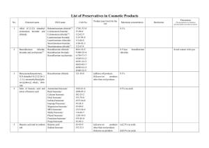 List of Preservatives in Cosmetic Products