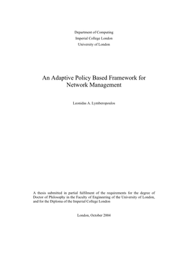 An Adaptive Policy Based Framework for Network Management