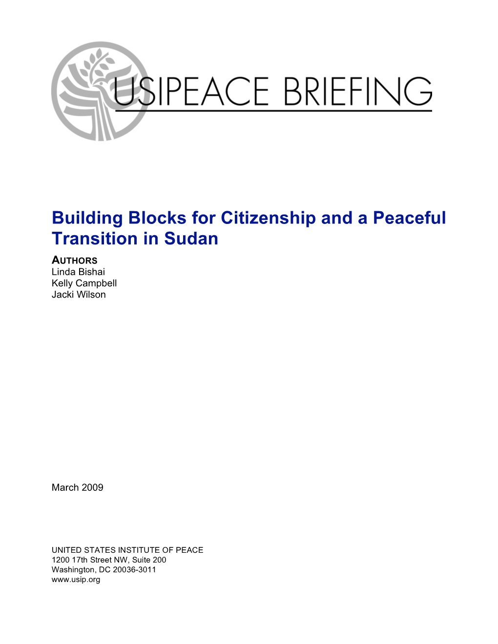 Building Blocks for Citizenship and a Peaceful Transition in Sudan