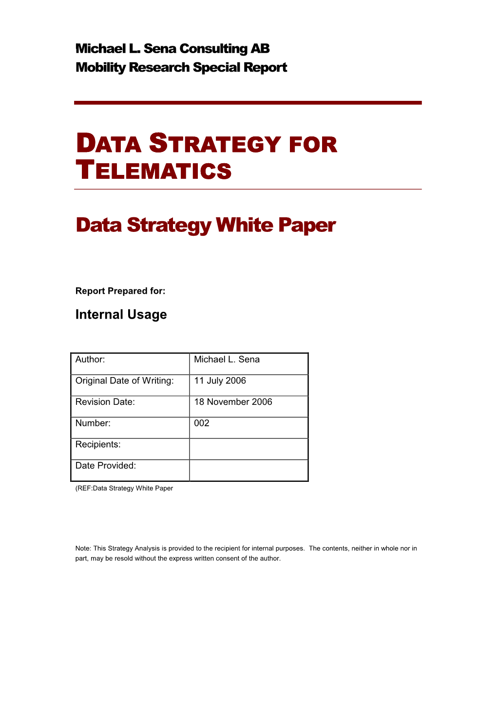 Data Strategy for Telematics