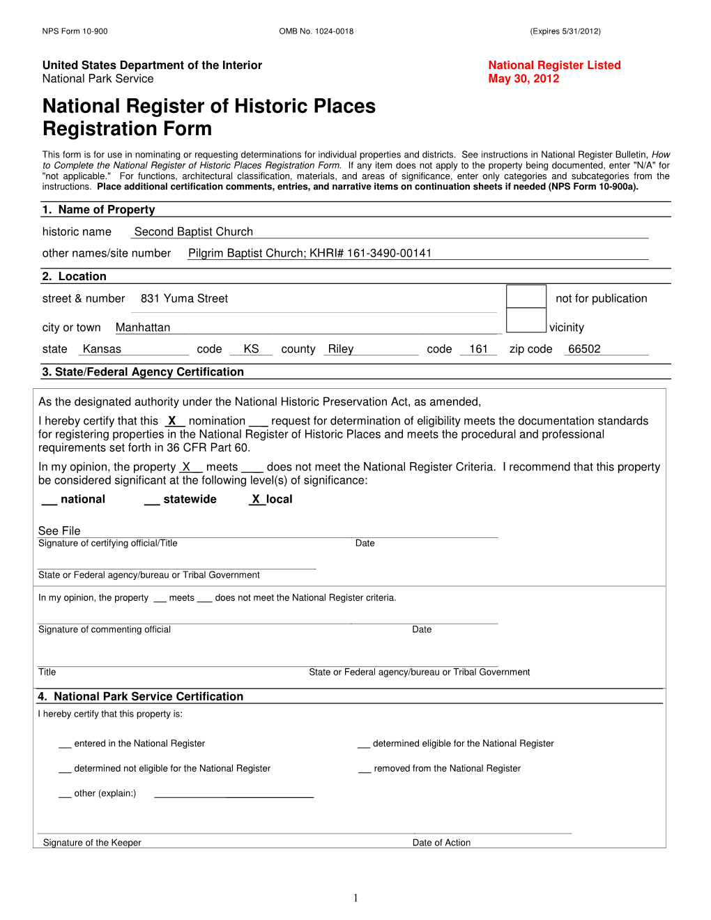 National Register of Historic Places Registration Form