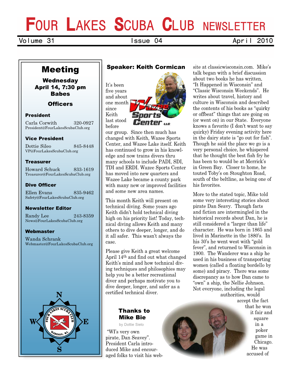 Four Lakes SCUBA Club Apr 2010 Newsletter