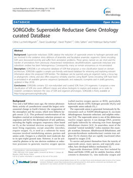 Sorgodb: Superoxide Reductase Gene Ontology Curated Database