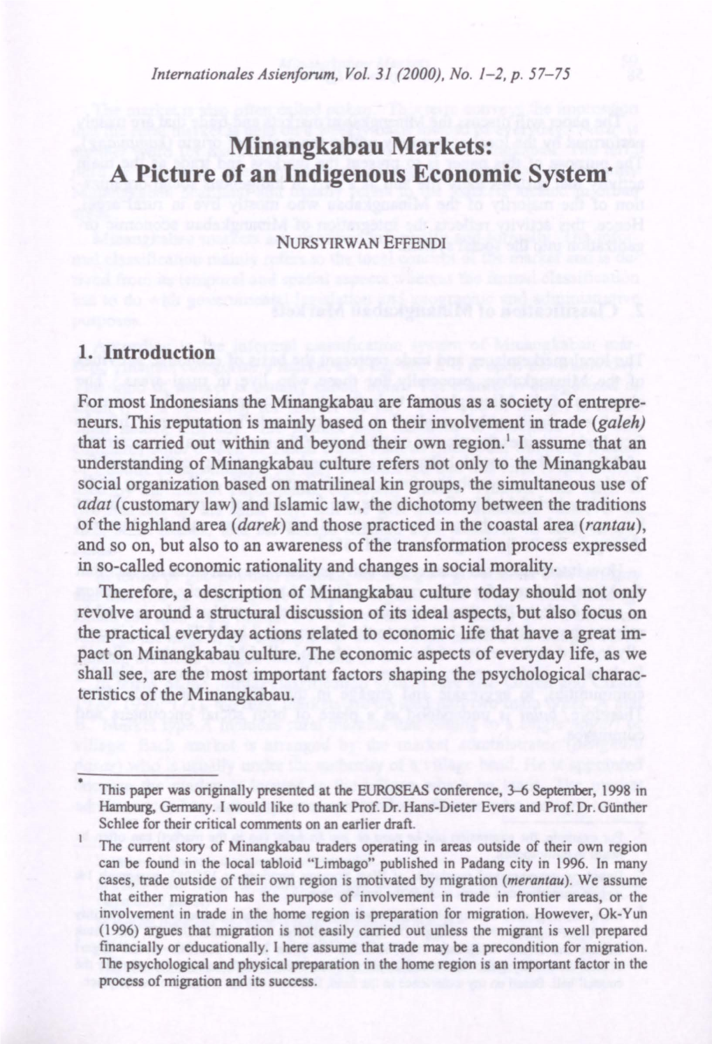 Minangkabau Markets: a Picture of an Indigenous Economic System·