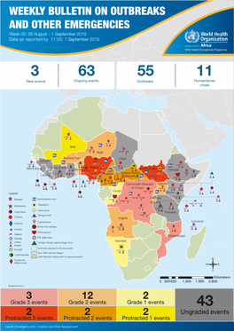 WEEKLY BULLETIN on OUTBREAKS and OTHER EMERGENCIES Week 35: 26 August – 1 September 2019 Data As Reported by 17:00; 1 September 2019