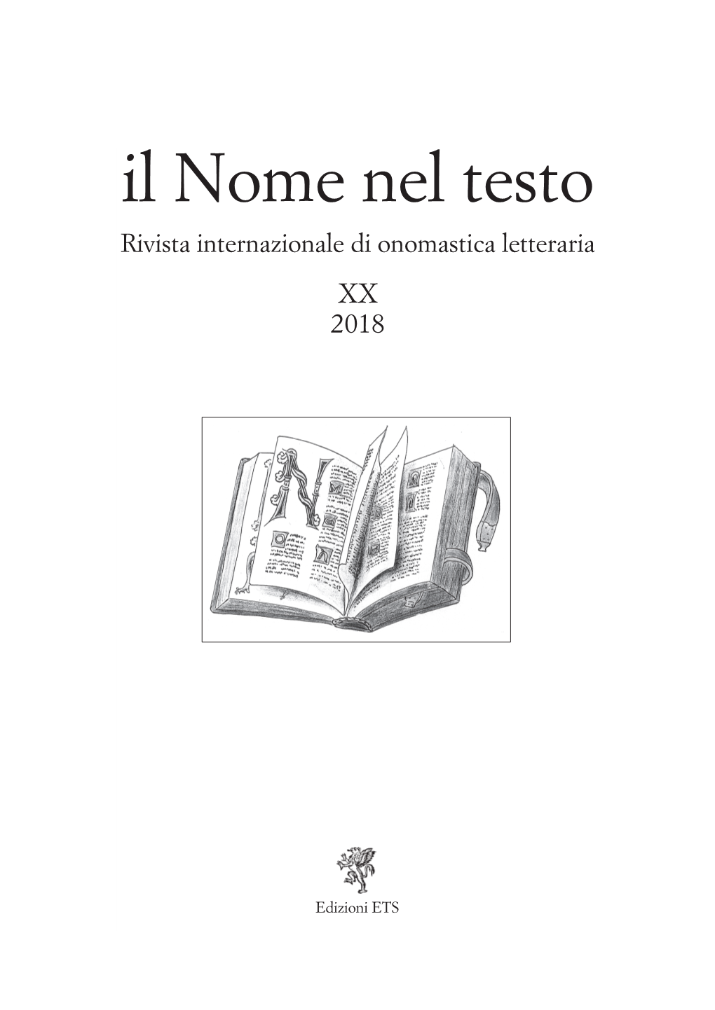 Il Nome Nel Testo Rivista Internazionale Di Onomastica Letteraria XX 2018