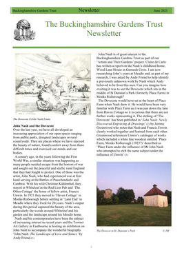 The Buckinghamshire Gardens Trust Newsletter