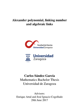 Alexander Polynomial, Linking Number and Algebraic Links Carlos Sández