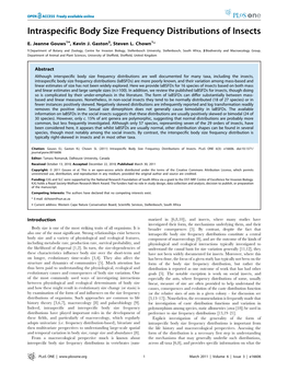 Intraspecific Body Size Frequency Distributions of Insects