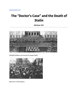 The “Doctor's Case” and the Death of Stalin