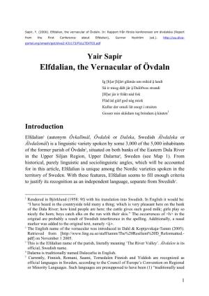 Elfdalian, the Vernacular of Övdaln