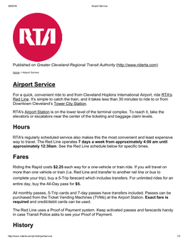 Airport Service Hours Fares History