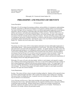 Philosophy and Politics of Identity