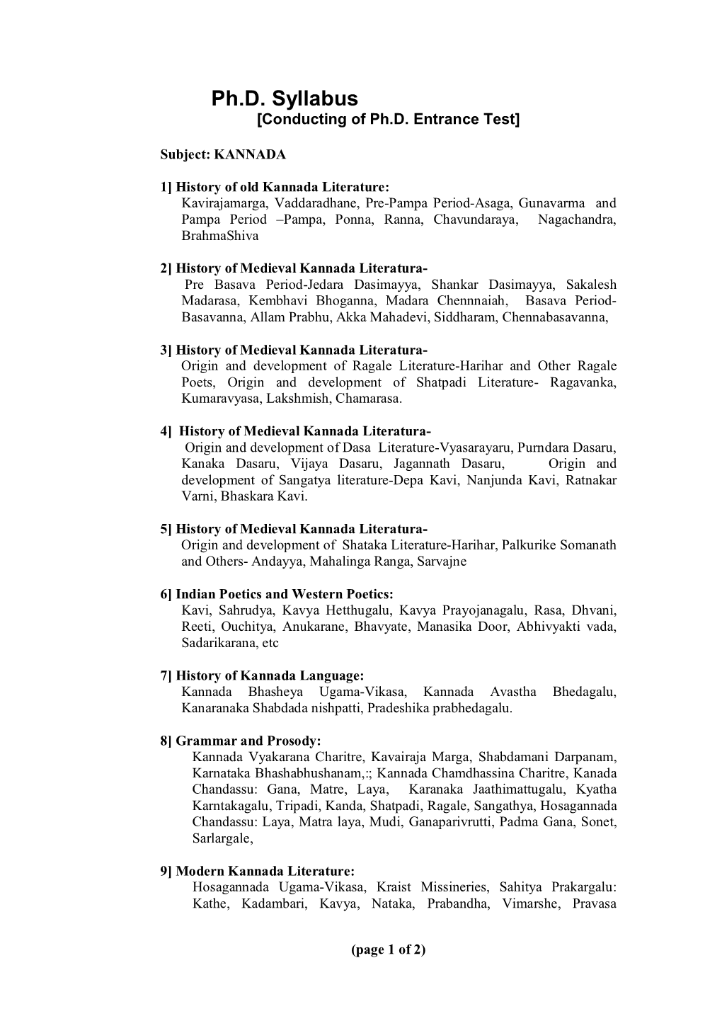 Ph.D. Syllabus [Conducting of Ph.D