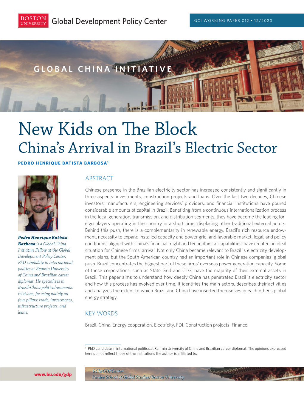New Kids on the Block China’S Arrival in Brazil’S Electric Sector PEDRO HENRIQUE BATISTA BARBOSA1