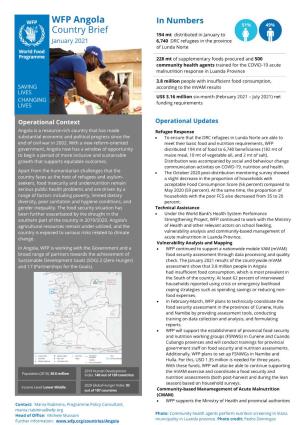 WFP Angola Country Brief January 2021