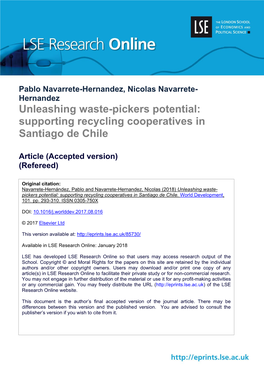 Unleashing Waste-Pickers Potential: Supporting Recycling Cooperatives in Santiago De Chile