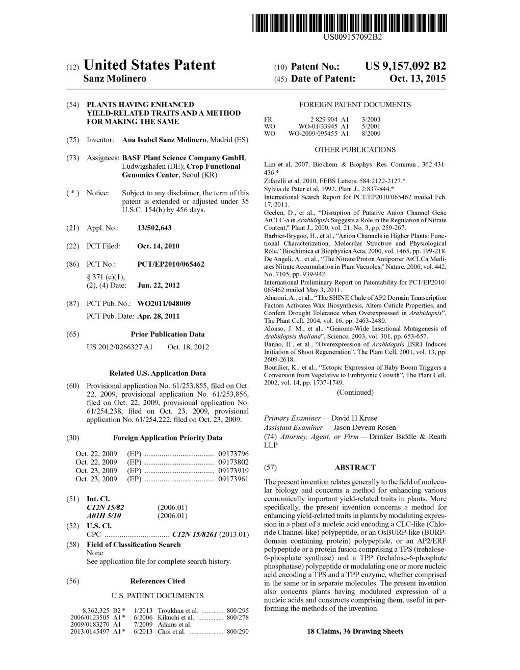 (12) United States Patent (10) Patent No.: US 9,157,092 B2 Sanz Molinero (45) Date of Patent: Oct