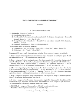 Notes for Math 227A: Algebraic Topology