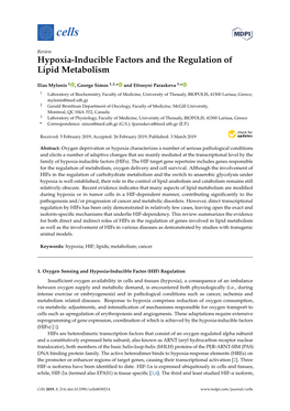 Hypoxia-Inducible Factors and the Regulation of Lipid Metabolism