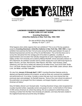 Landmark Exhibition Examines Transformative Era in New York City Art Scene